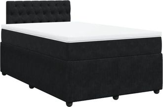 vidaXL Cama Box Spring Con Colch&oacute;n Terciopelo Negro 120x190 Cm Vidaxl