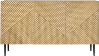 Miliboo Aparador 3 Puertas De Madera Clara De Roble Macizo Y Metal Negro 135 Cm Archipel
