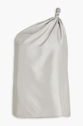 Loulou Studio Adiran one-shoulder twisted silk-twill top - Gray - XL
