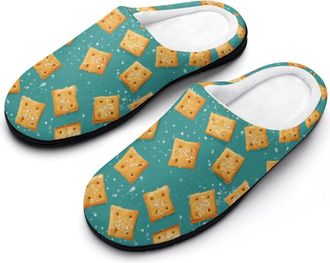 Generic Salted Soda Crackers Funny Mens Cotton Slippers Soft Non-Slip Rubber Sole House Slipper Indoor Outdoor