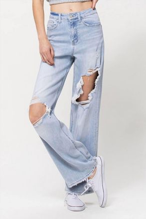 Flying Monkey 90s Vintage Loose Distressed Jeans In Blue