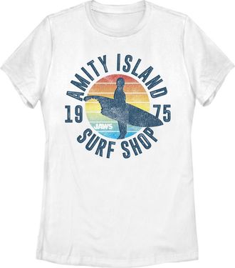 Jaws Womens Jaws Retro Amity Island Surf Shop Graphic T-Shirt in White at Nordstrom, Size Xx-Large