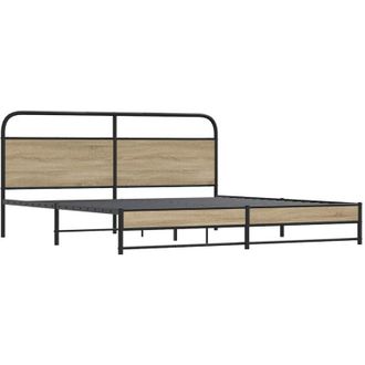 vidaXL Vidaxl - Estructura De Cama Sin Colch&oacute;n Metal Roble Ahumado 183x213 Cm