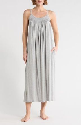 Nordstrom Rack Tranquility Smocked Nightgown in Grey Heather at Nordstrom Rack, Size X-Large