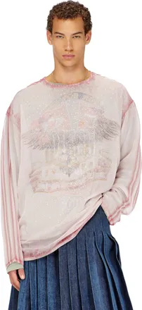 Diesel Sheer chiffon top with concert graphics - T-Shirts - Man - Red