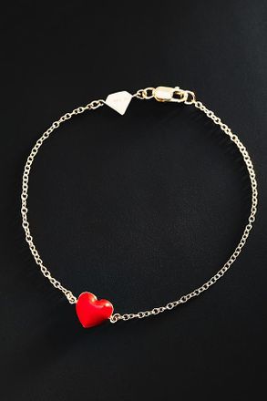 Anthropologie Alison Lou Heart Charm Bracelet