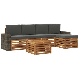 vidaXL Conjunto De Sof&aacute;s De Exterior 6 Pcs Natural Y Antracita Vidaxl