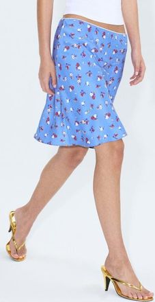 Mango Starring Hailey Bieber Floral Skirt in Sky Blue at Nordstrom, Size Medium