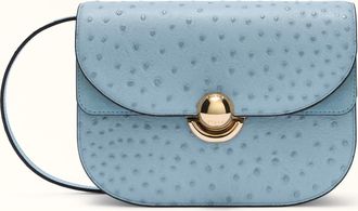 Furla Sfera Borsa A Tracolla S Carta Da Zucchero Blu Pelle Di Vitello Con Stampa Struzzo + Camoscio Donna