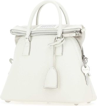Maison Margiela Womens Leather Top Handle Bag White