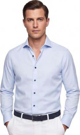 Olymp katoenen Olymp overhemd normale fit blauw effen