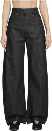 Christophe Lemaire High Waisted Curved Pants - Dames - Loose Fit Jeans - Zwart - S - Katoen - Jeans