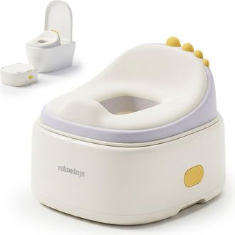 Relaxdays Relaxdays Vasino 4-in-1, Dino, Riduttore Wc Con Coperchio, Hlp: 30x36,5x33,5 Cm, Sedile E Sgabello, Da Viaggio, Crema