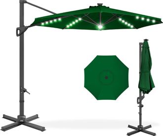 Best Choice Products 10ft 360-Degree Solar LED Lit Cantilever Patio Umbrella, Outdoor Hanging Shade