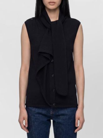 Christophe Lemaire wool blend ribbed asymmetric sleeveless cardigan