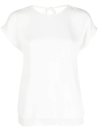 Twin-Set V-back short-sleeved blouse - women - Polyamide/Viscose - 38 - White