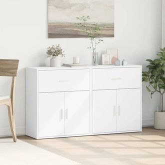 Berkfield Home Sideboards 2 pcs White 60x31x70 cm Engineered Wood | Size: 60 x 31 x 70 cm