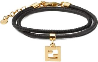 Fendi Black Logo Charm Bracelet