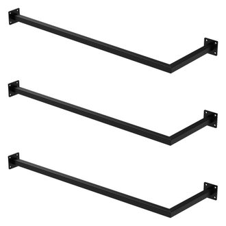 ML Design Ml-design - Set 3x Percheros De Pared Para Esquina 90 X 30 Cm De Acero Inoxidable Negro Forma De L Para Vestidor Armario Ba&ntilde;o O Cocina Barra De Almace