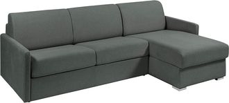 Vente-Unique Divano Letto Angolare A Ribalta Con Angolo Reversibile Letto 140cm Materasso 14cm In Tessuto Grigio - Calife