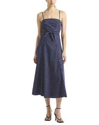 Derek Lam Zandra Striped Shirting Tie Front Dress