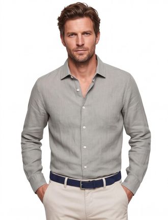 Superdry linnen overhemd groen slim fit zomer