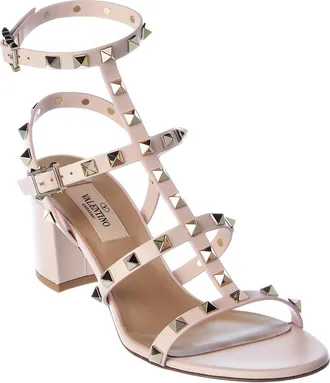 Valentino Rockstud Caged 60 Leather Ankle Strap Sandal