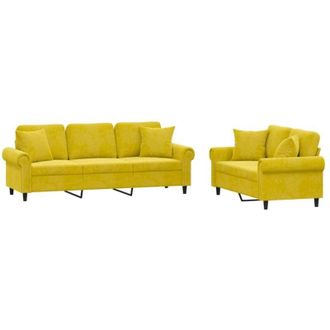 vidaXL Vidaxl - Juego De Sof&aacute;s Con Cojines 2 Piezas Terciopelo Amarillo
