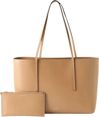 Calvin Klein Bolso Tote con Logo Met&aacute;lico y Neceser - Bags - Mujer - Beige - ONE SIZE