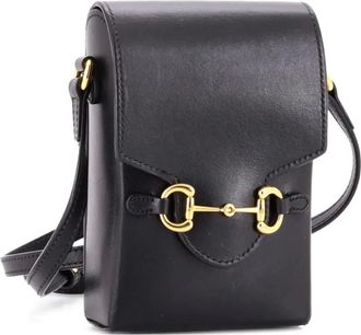 Gucci Horsebit 1955 Leather Mini crossbody bag - Zwart
