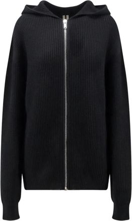 Rick Owens Zip Gebreide Hoodie - Heren - Vesten - Zwart - M - Wol - Truien & Vesten