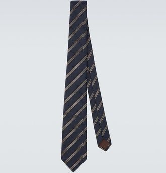 Canali Striped silk and wool tie