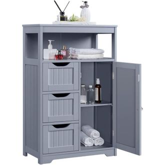 Yaheetech Yaheetech - Mueble Ba&ntilde;o De Madera Armario Ba&ntilde;o Con Caj&oacute;n Y Estante Ajustable Mueble Auxiliar De Cocina Armario Multiusos Con Puertas Dobles Para Sal&oacute;n