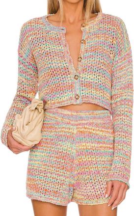 Something Navy Cropped Cardigan In Rainbow/multi