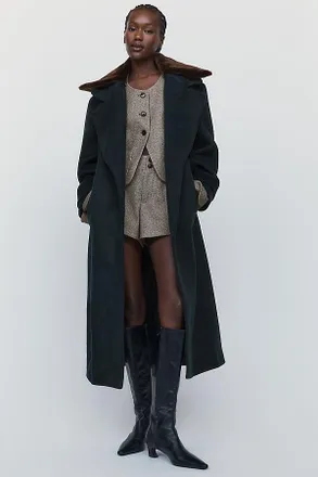 Aligne George Faux-Fur Collared Wrap Coat Jacket