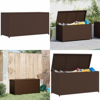 vidaXL Baule da Giardino Marrone 120x50x60 cm in Polyrattan - Cassapanca da giardino - Cuscini da giardino
