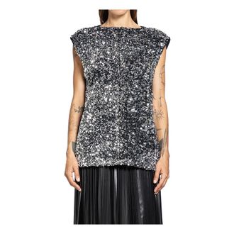 Junya Watanabe Sleeveless Tops, female, Multicolor, Size: S Sequin Top