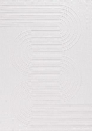 Nazar Rugs Alfombra blanca interior/exterior con dise&ntilde;o de serpentina 200x290