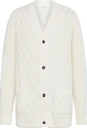 Knowledge Cotton Apparel Cotton Diamond Cardigan Knit Wolljacke für Herren | weiß