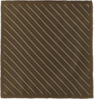 Brunello Cucinelli Brown Regimental Stripes Pocket Square