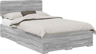 vidaXL Estructura De Cama Con Cabecera Gris Sonoma 120 X 190 Cm Vidaxl
