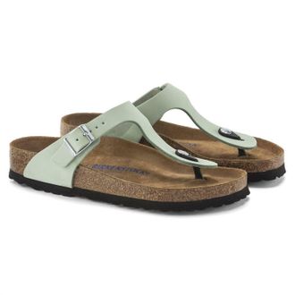 Birkenstock Womens Gizeh Nubuck Leather Sandal In Matcha