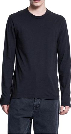 James Perse Long Sleeve T-Shirts, male, Black, S, Black Cotton Long Sleeve Crew Shirt