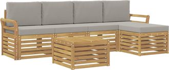 vidaXL Conjunto De Sof&aacute;s De Exterior 6 Uds. Blanco Y Gris Claro Vidaxl