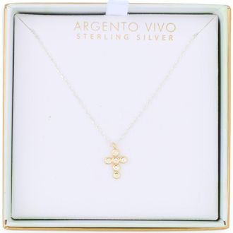 Argento Vivo Two-Tone Crystal Cross Pendant Necklace in Gold/Silver at Nordstrom Rack