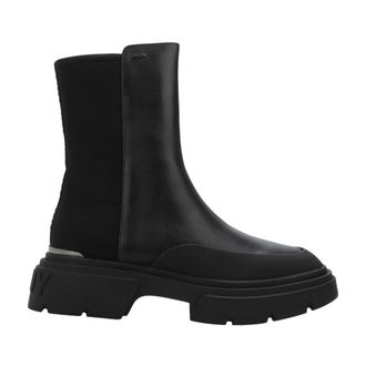 DKNY Dames Fleming Leren Winter Enkellaarsjes (Zwart)