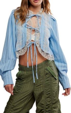 Free People Bali Jude Embroidered Lace Top in Chambray at Nordstrom Rack, Size X-Small