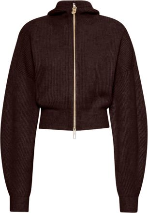 Sportmax Cropped Ribbed Metallic Zip Cardigan