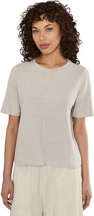 Eileen Fisher Organic Cotton Jacquard Crew Neck Top Womens Clothing Chalk : MD