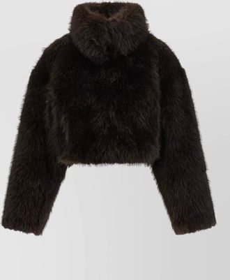 Rotate cropped faux fur jacket
